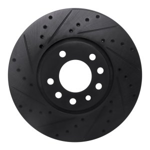 Cadillac BLS Brake Rotor (1) - Front Left - R1 Concepts - Drilled & Slotted - Black - `03-`11
